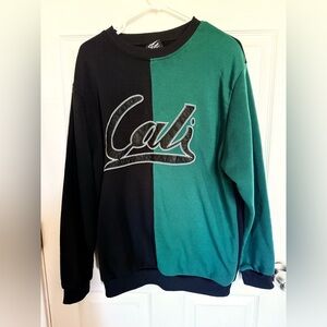 Original Deluxe Two-Tone Green and Black Crewneck Sweater